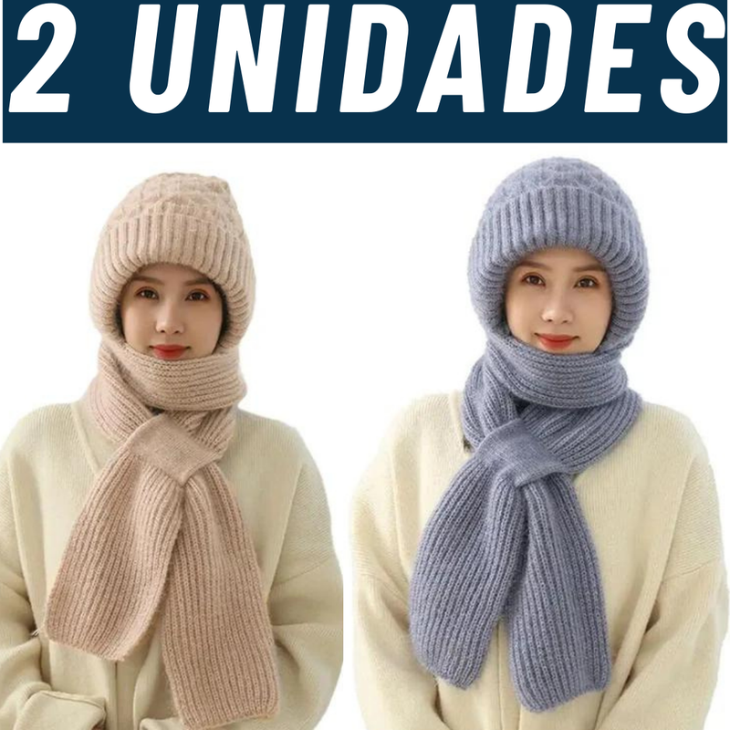 Touca e Cachecol 2 em 1 de Tricô: Elegância e Conforto para o Inverno