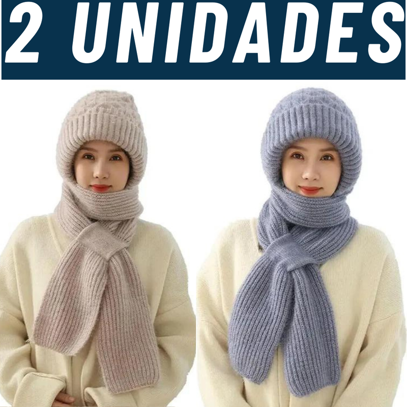 Touca e Cachecol 2 em 1 de Tricô: Elegância e Conforto para o Inverno