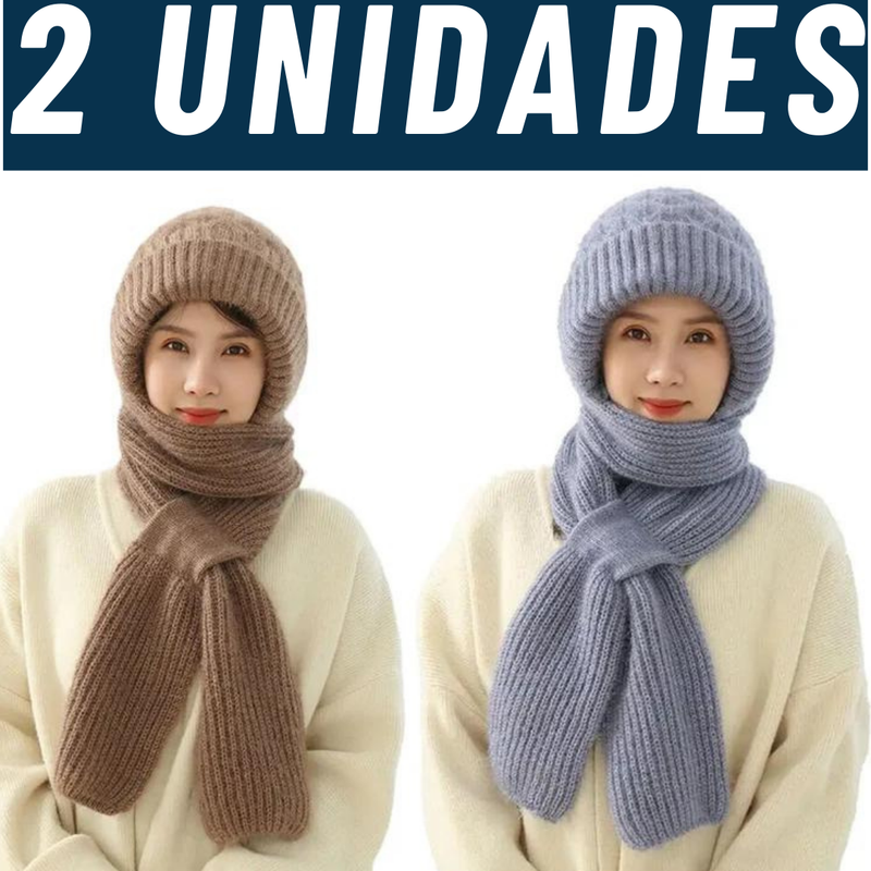 Touca e Cachecol 2 em 1 de Tricô: Elegância e Conforto para o Inverno