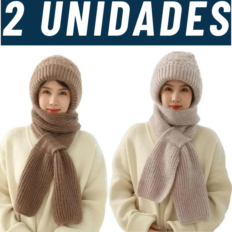 Touca e Cachecol 2 em 1 de Tricô: Elegância e Conforto para o Inverno