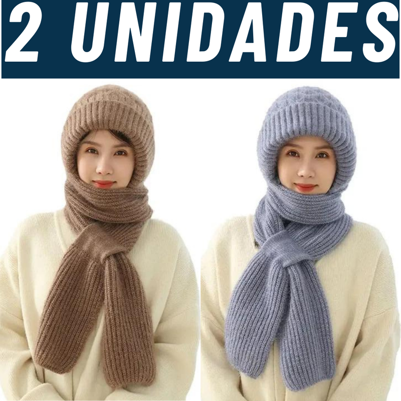 Touca e Cachecol 2 em 1 de Tricô: Elegância e Conforto para o Inverno