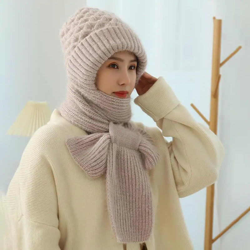 Touca e Cachecol 2 em 1 de Tricô: Elegância e Conforto para o Inverno