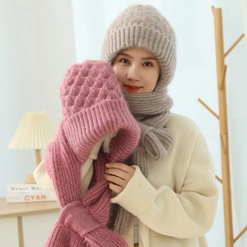 Touca e Cachecol 2 em 1 de Tricô: Elegância e Conforto para o Inverno